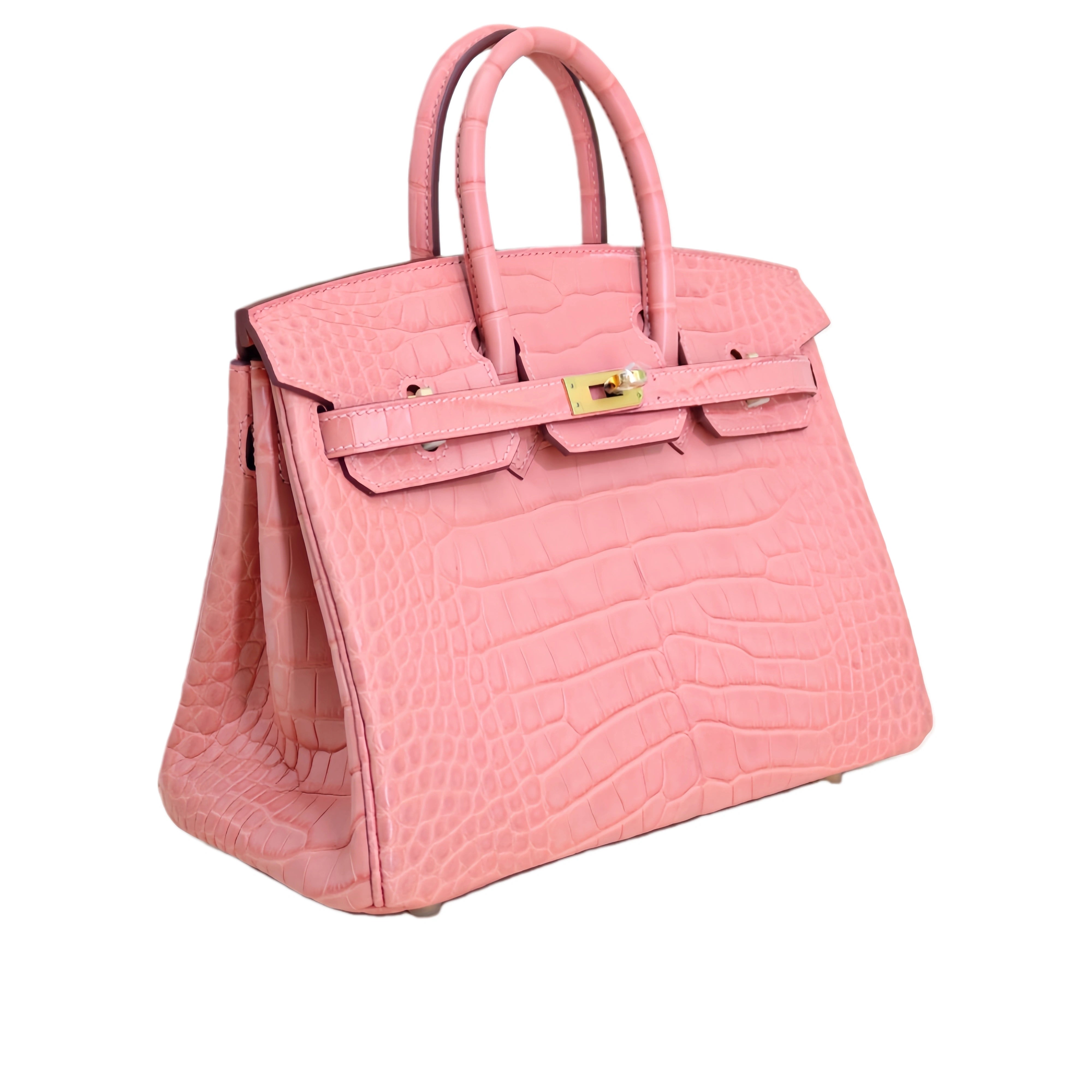 BK 25 Matte Alligator Handbag Baby Pink