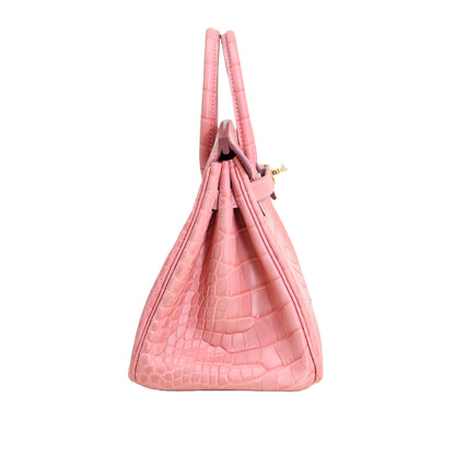 BK 25 Matte Alligator Handbag Baby Pink