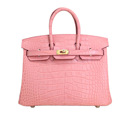 BK 25 Matte Alligator Handbag Baby Pink