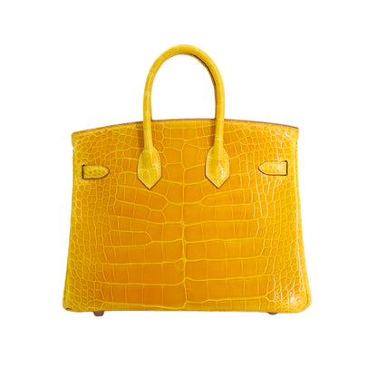 BK 25 Lisse Alligator Handbag Dazzling Yellow
