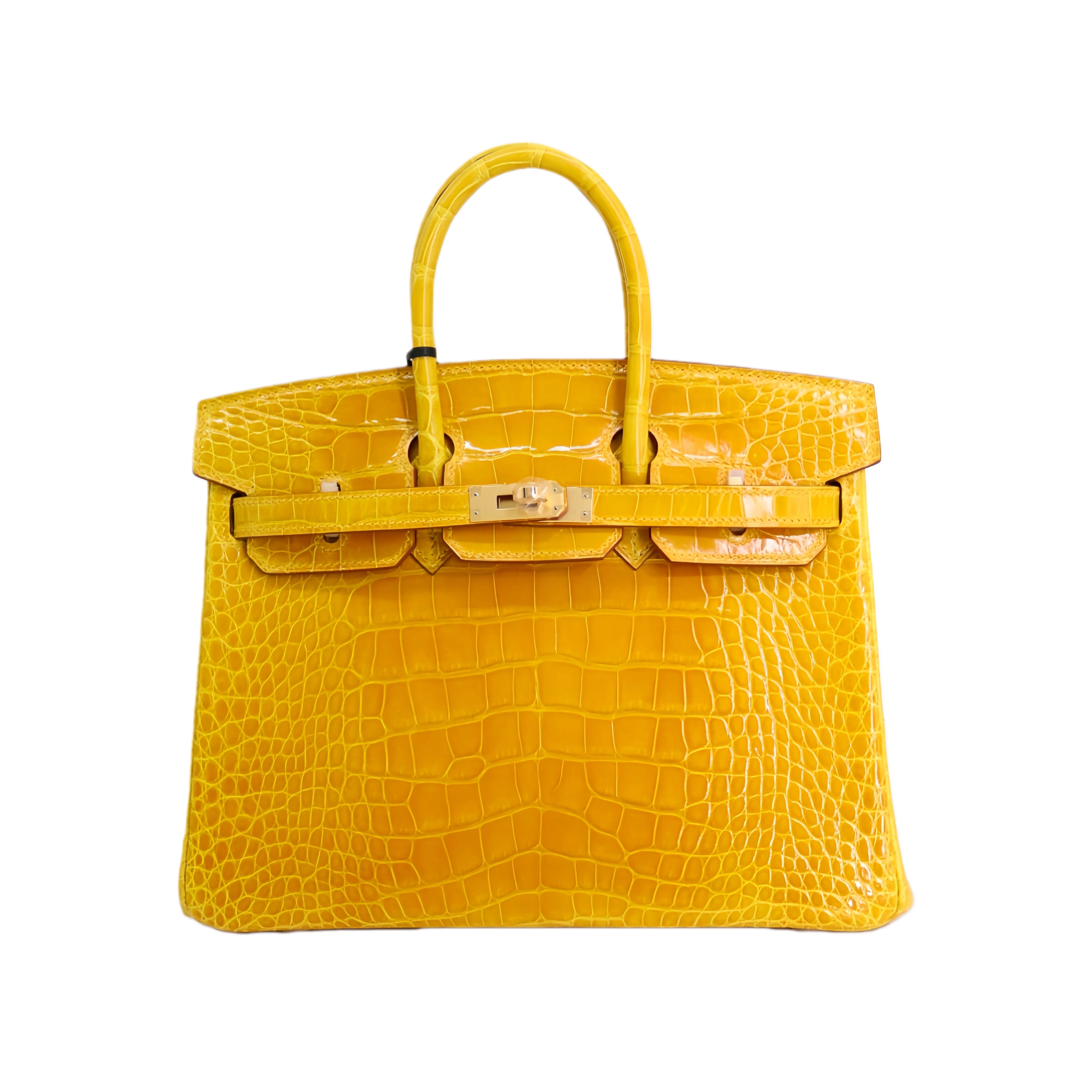 BK 25 Lisse Alligator Handbag Dazzling Yellow