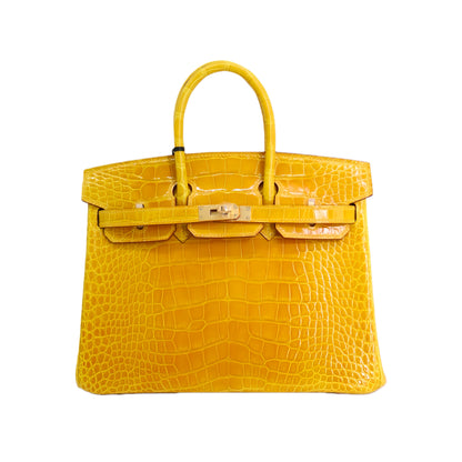 BK 25 Lisse Alligator Handbag Dazzling Yellow