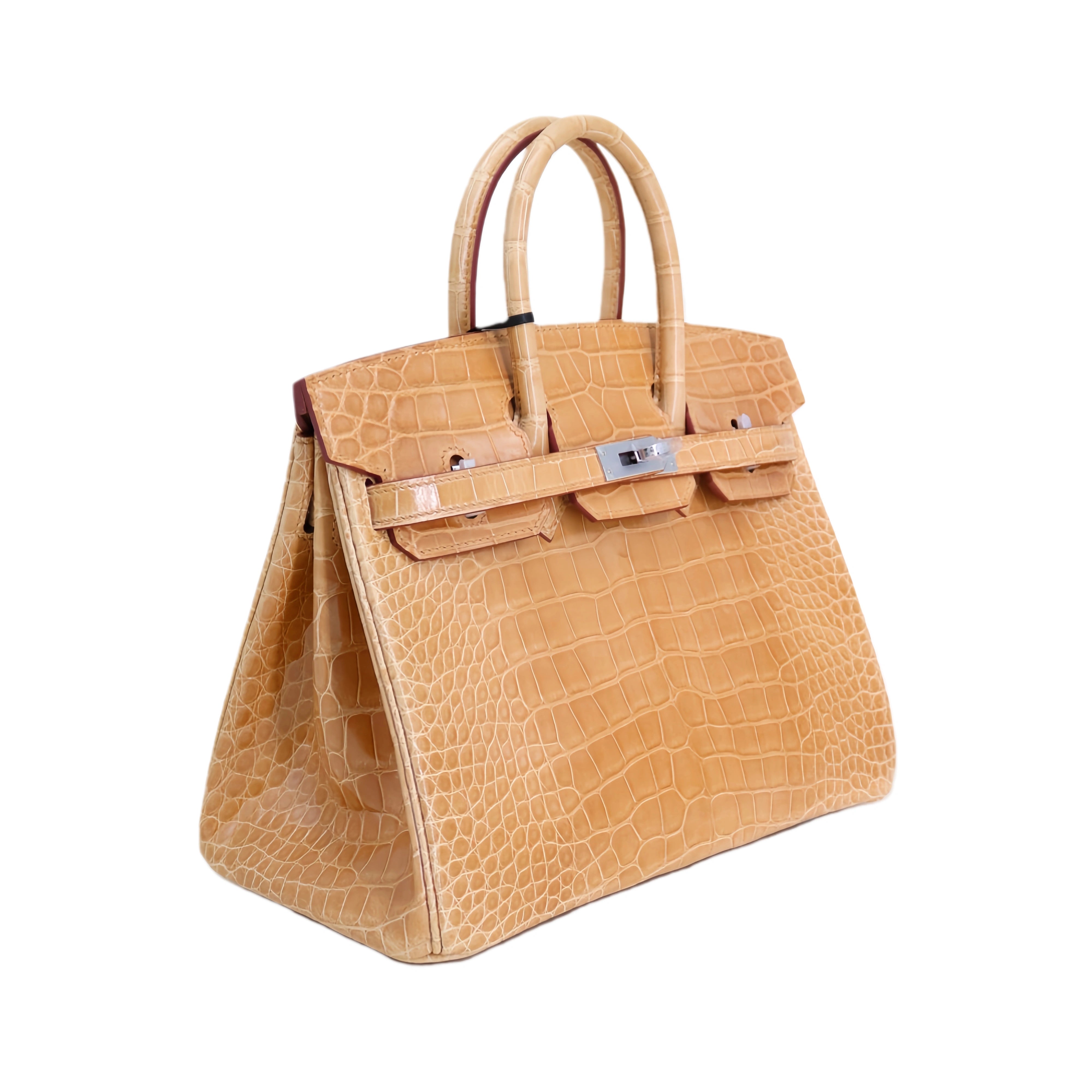 BK 25 Lisse Alligator Handbag Caramel Beige