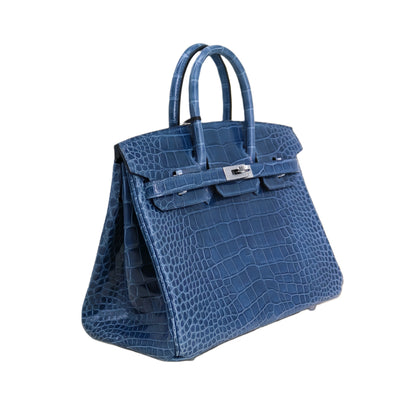 BK 25 Lisse Alligator Handbag Bay Blue