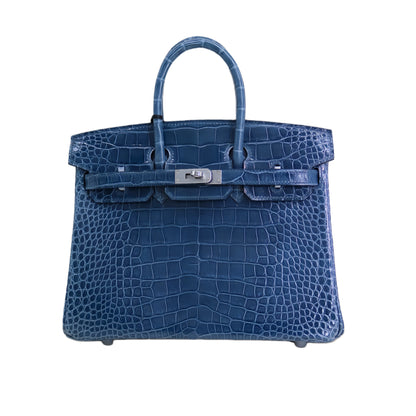 BK 25 Lisse Alligator Handbag Bay Blue