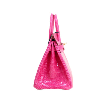 BK 25 Lisse Alligator Handbag Rose Pink