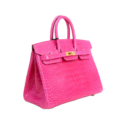 BK 25 Lisse Alligator Handbag Rose Pink