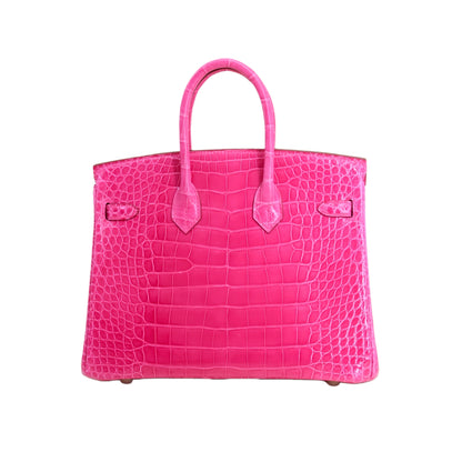 BK 25 Lisse Alligator Handbag Rose Pink