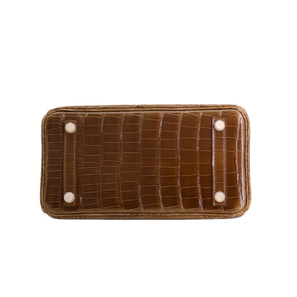 BK 25 Lisse Alligator Handbag Classic Brown