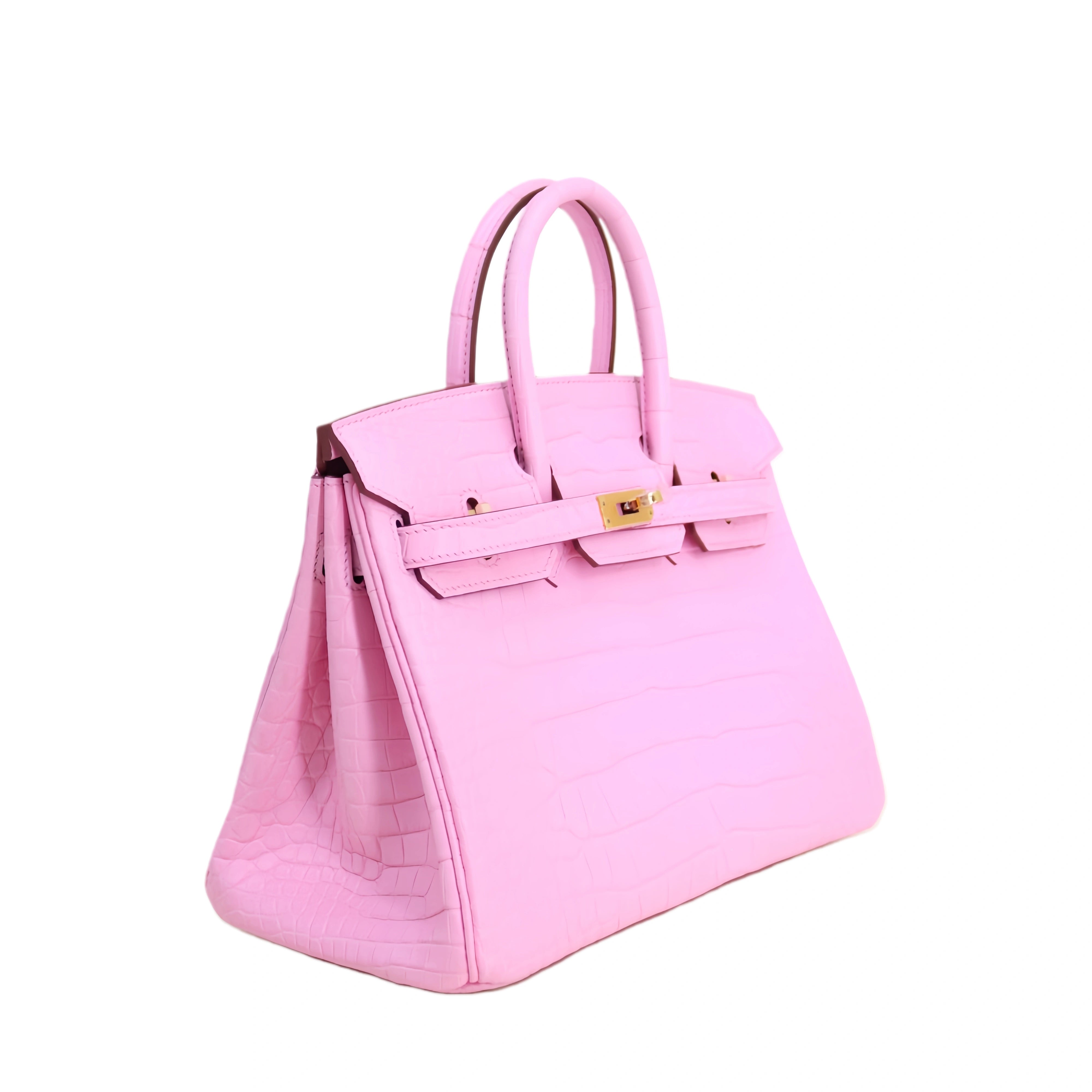 BK 25 Matte Alligator Handbag Cherry Blossom Pink