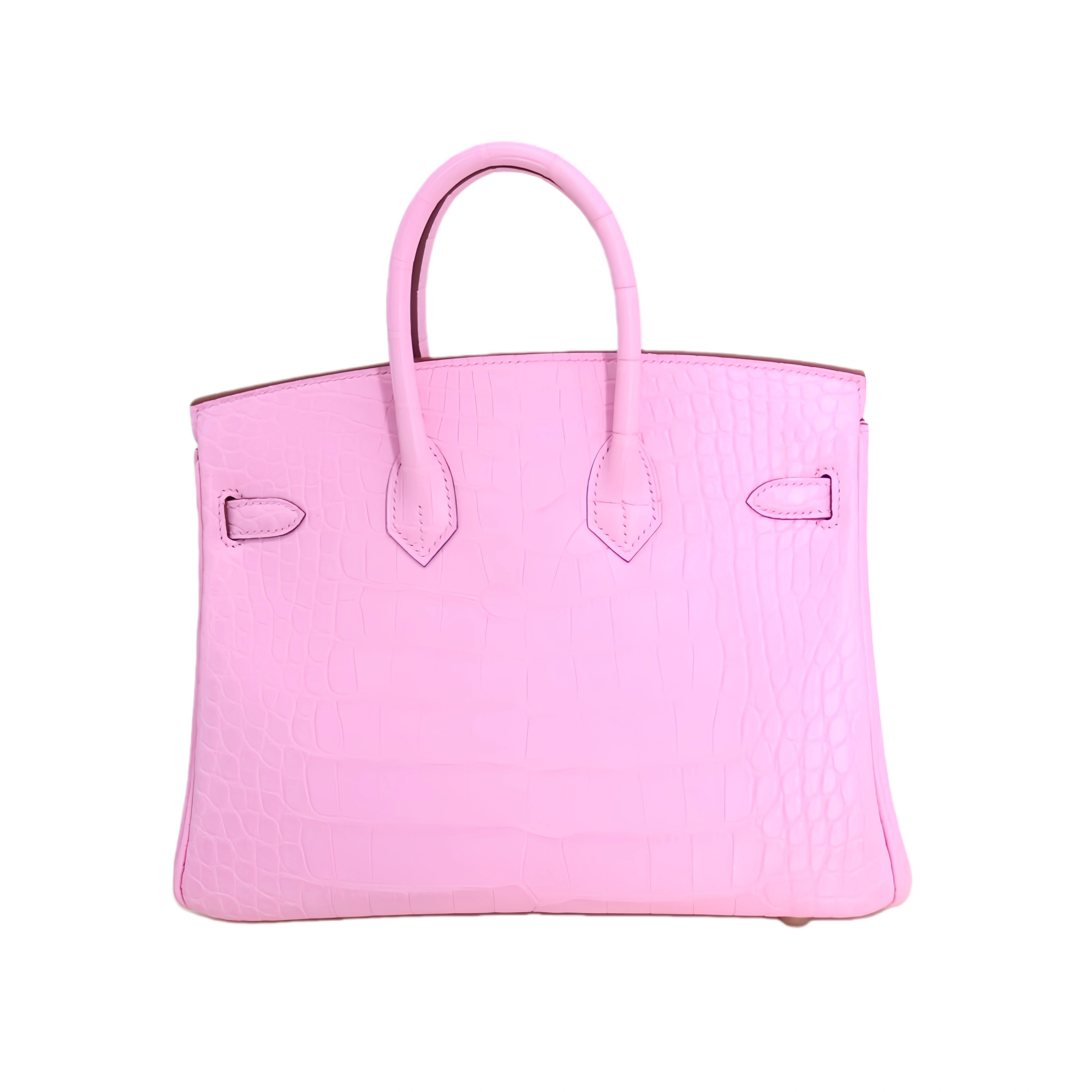 BK 25 Matte Alligator Handbag Cherry Blossom Pink