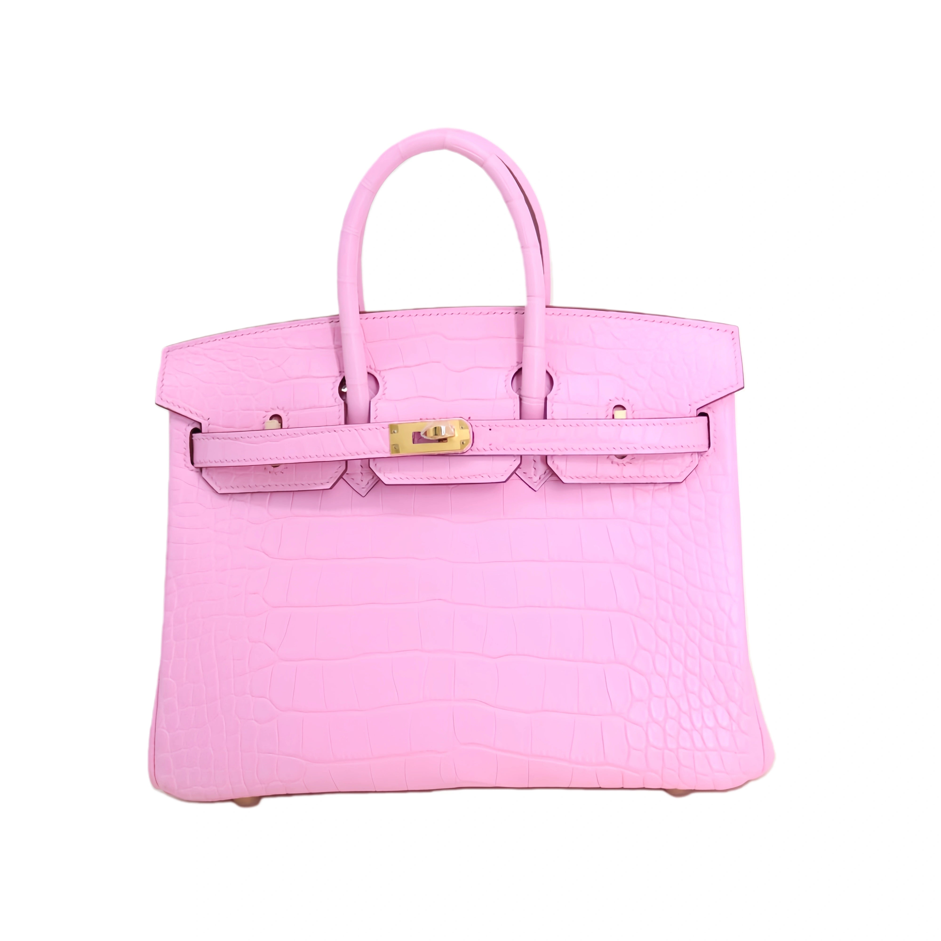 BK 25 Matte Alligator Handbag Cherry Blossom Pink