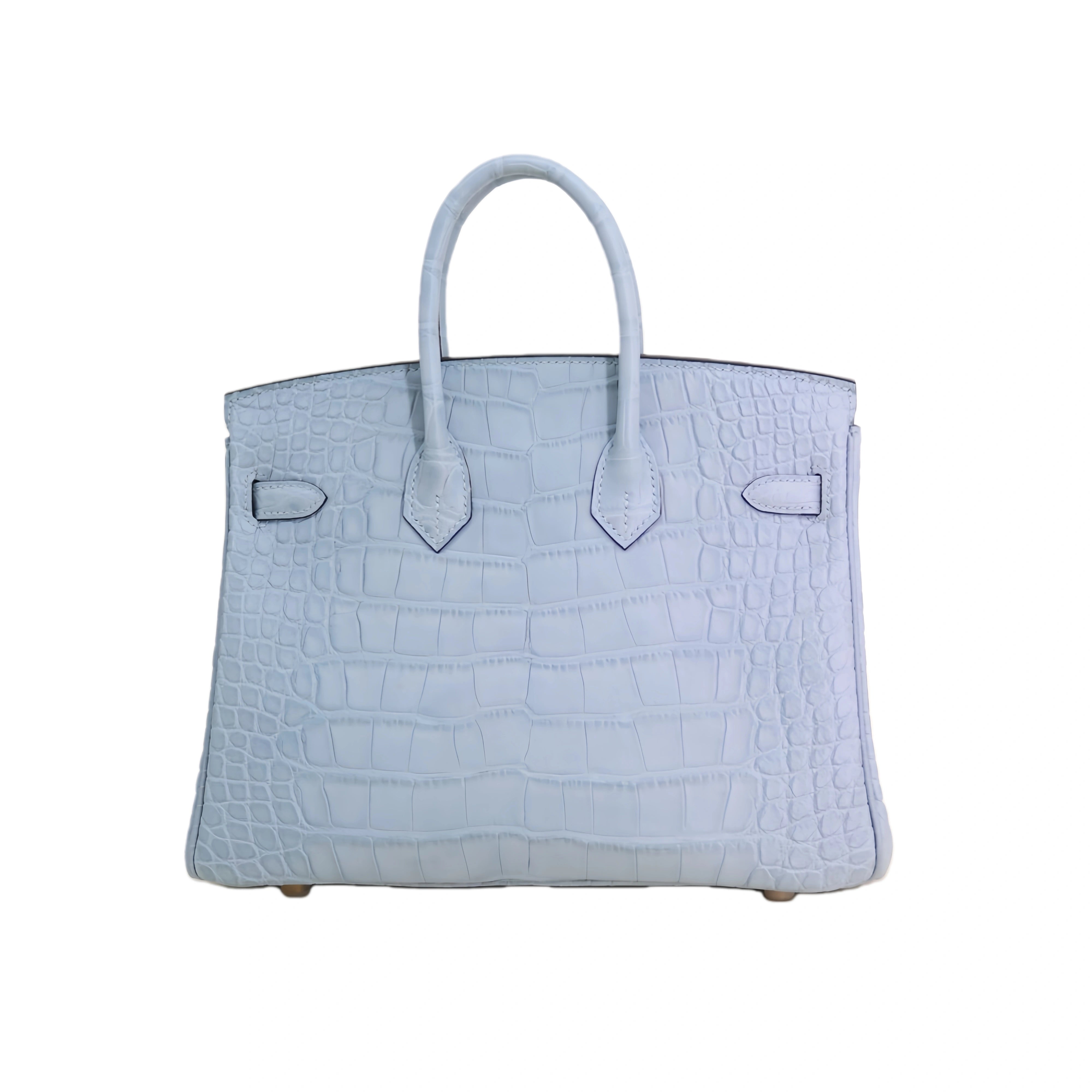 BK 25 Matte Alligator Handbag Sky Blue
