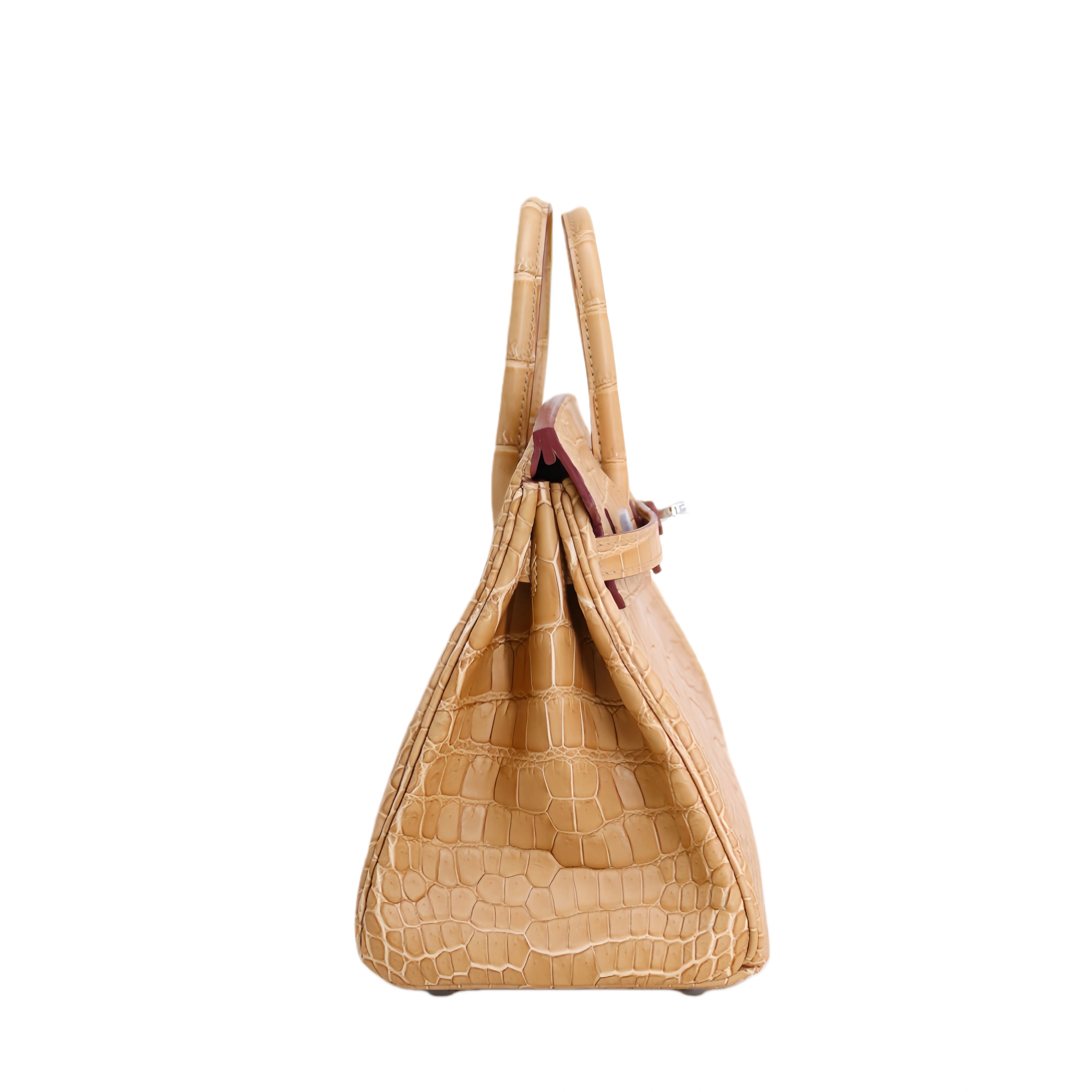 BK 25 Matte Alligator Handbag Desert Khaki