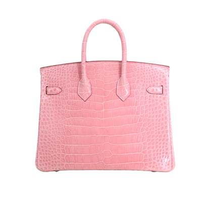 BK 25 Lisse Alligator Handbag Barbie Pink