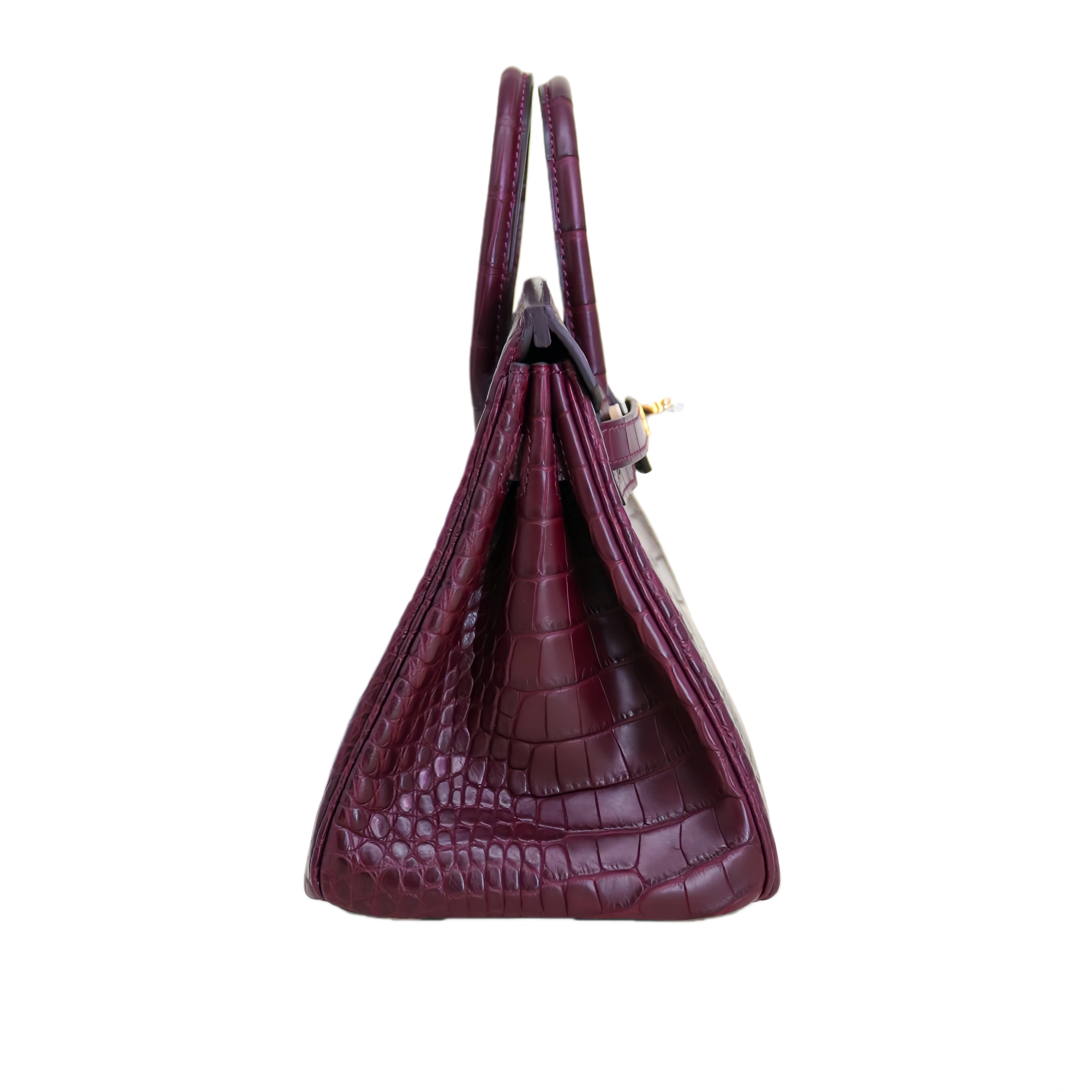 BK 25 Matte Alligator Handbag Bordeau Red