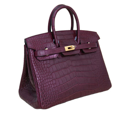 BK 25 Matte Alligator Handbag Bordeau Red