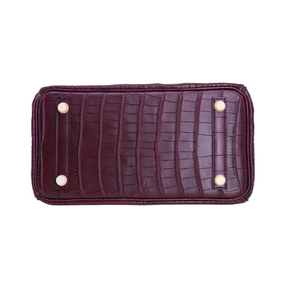 BK 25 Matte Alligator Handbag Bordeau Red