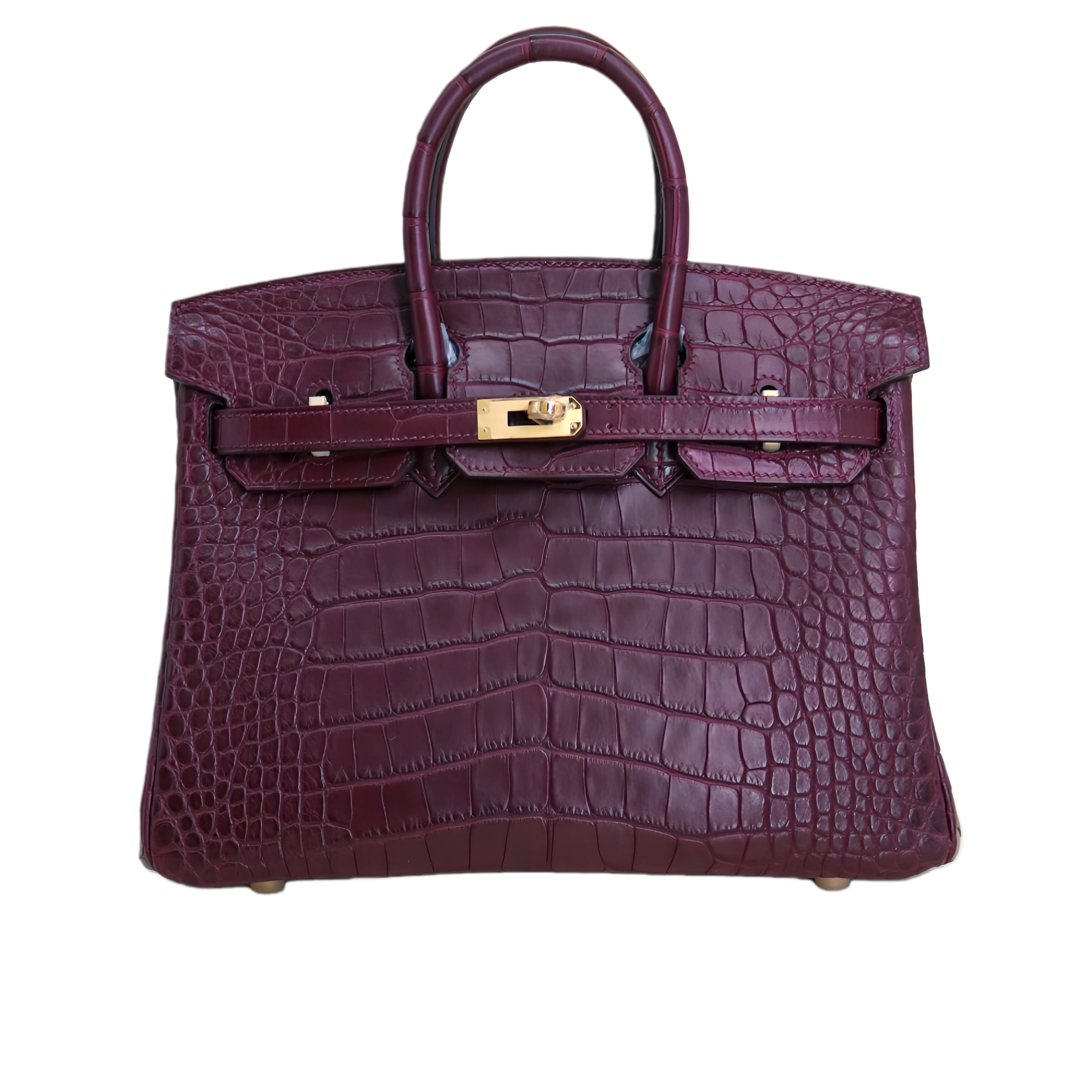 BK 25 Matte Alligator Handbag Bordeau Red