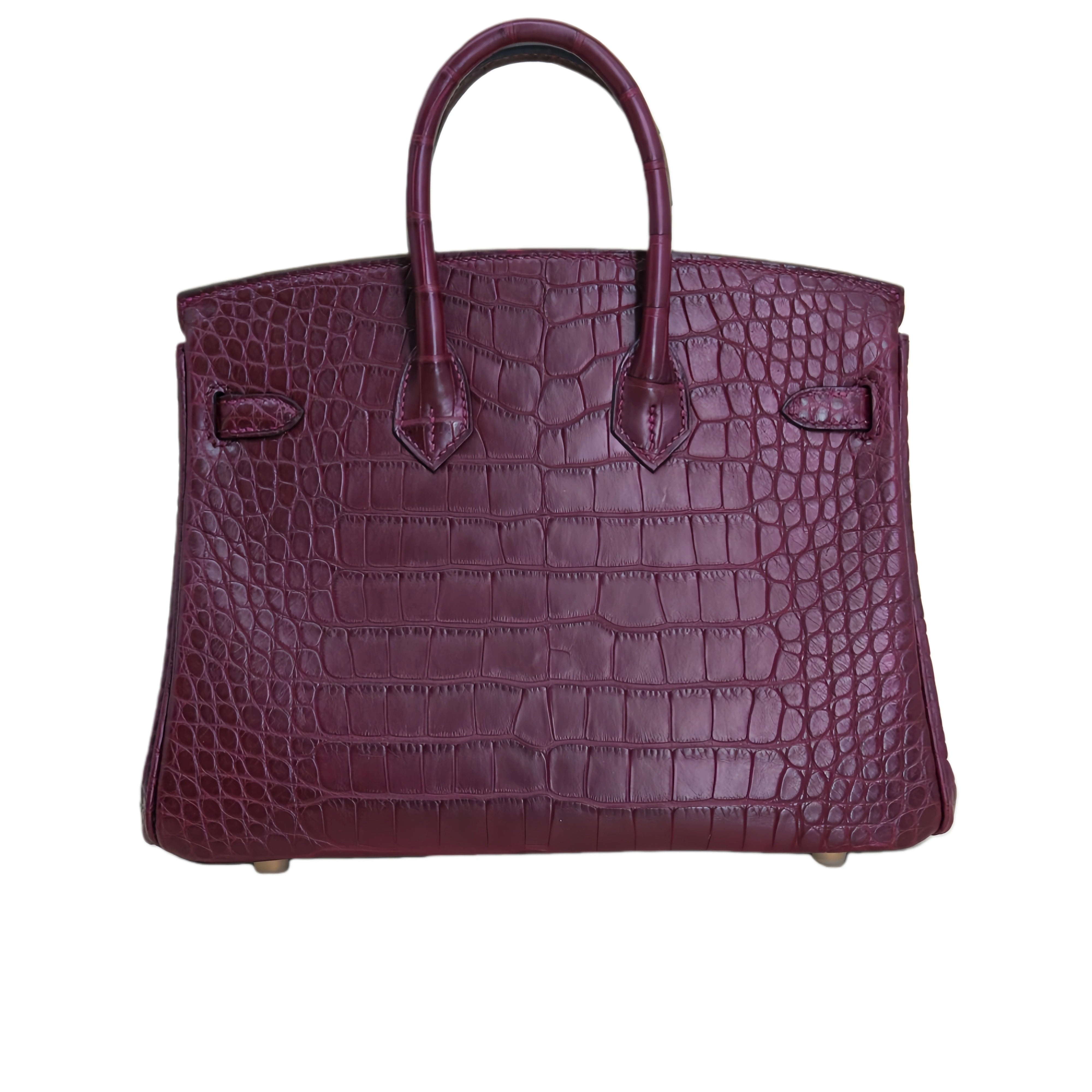 BK 25 Matte Alligator Handbag Bordeau Red