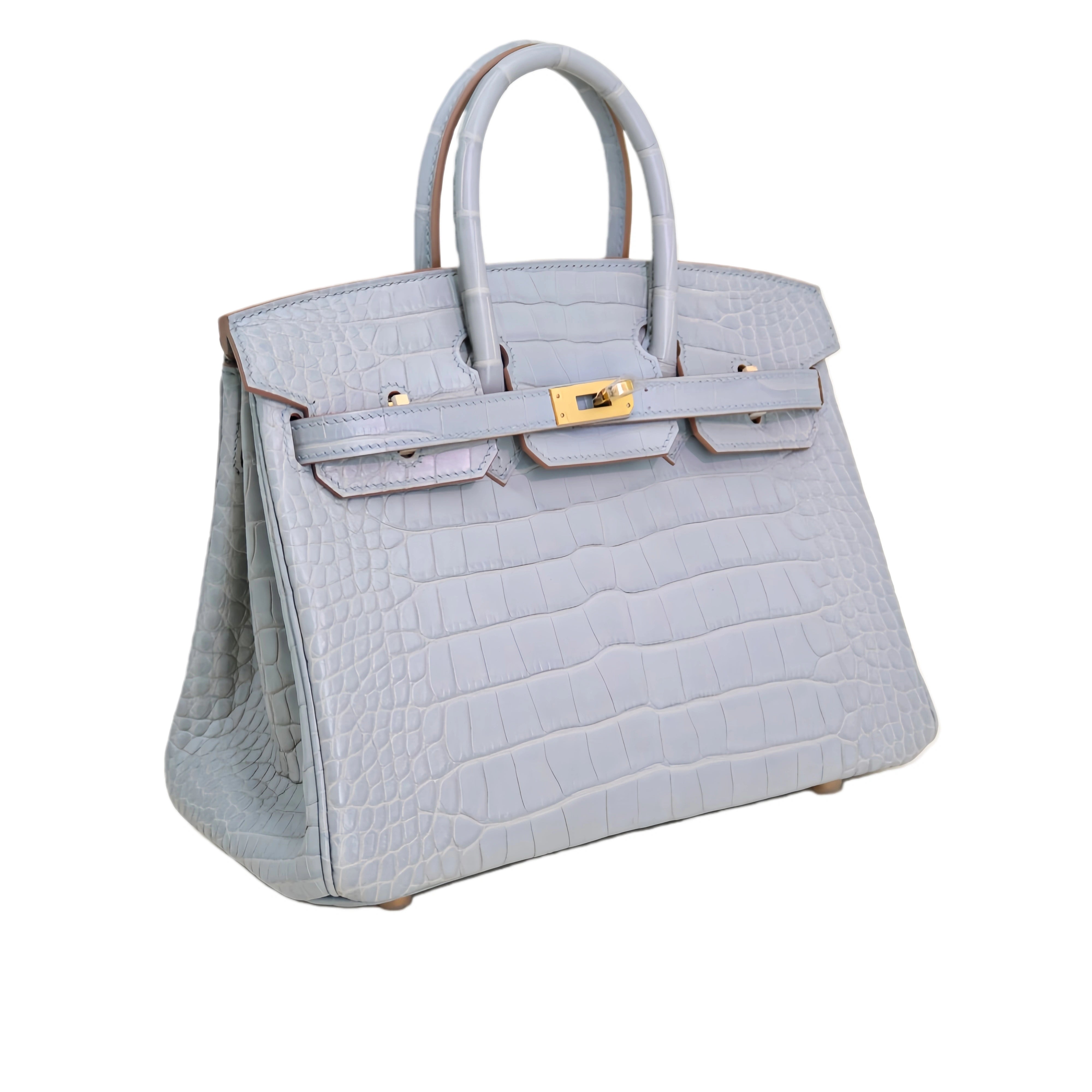 BK 25 Matte Alligator Handbag Sky Grey
