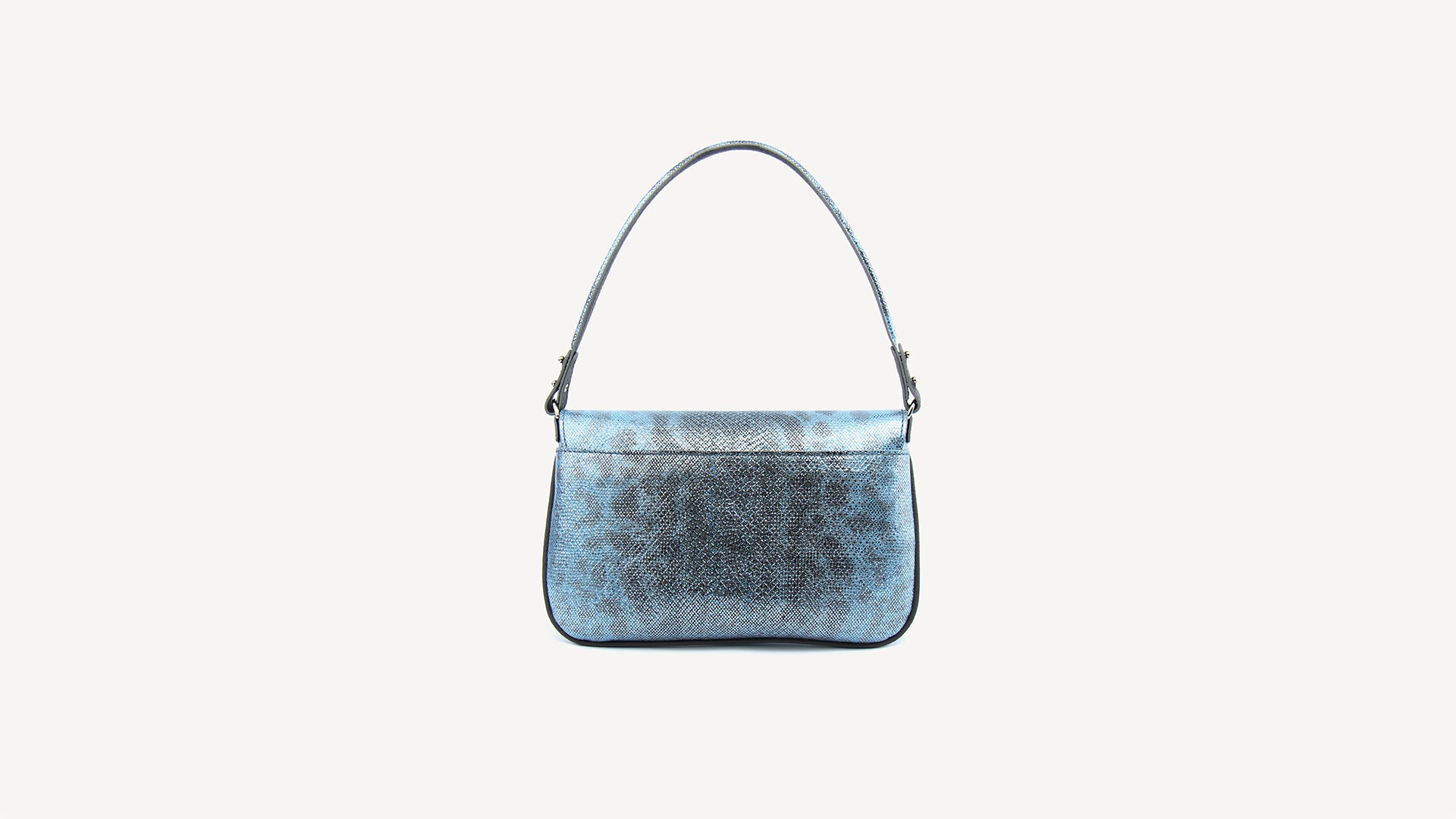 Blue baguette bag, Karung leather. Luisa Exotic leather baguette bag