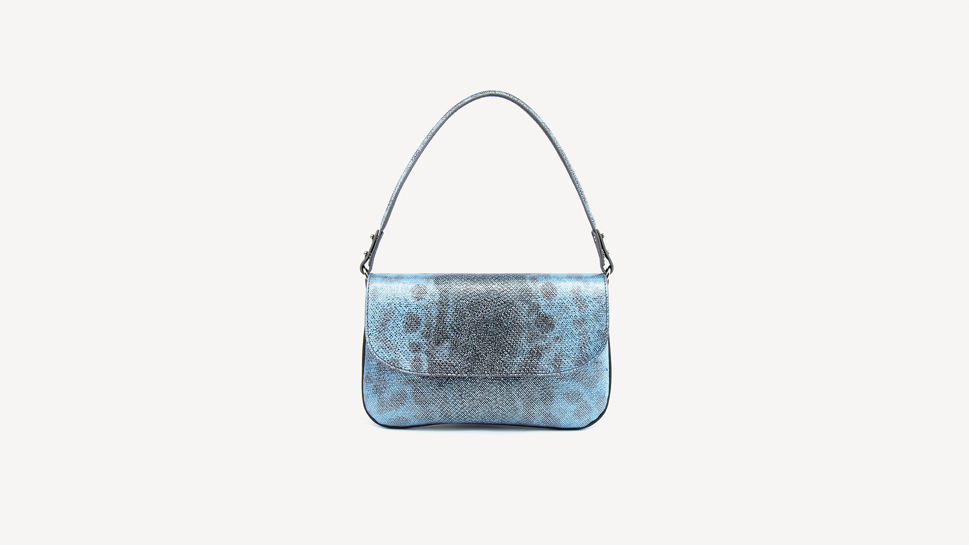 Blue baguette bag, Karung leather. Luisa Exotic leather baguette bag
