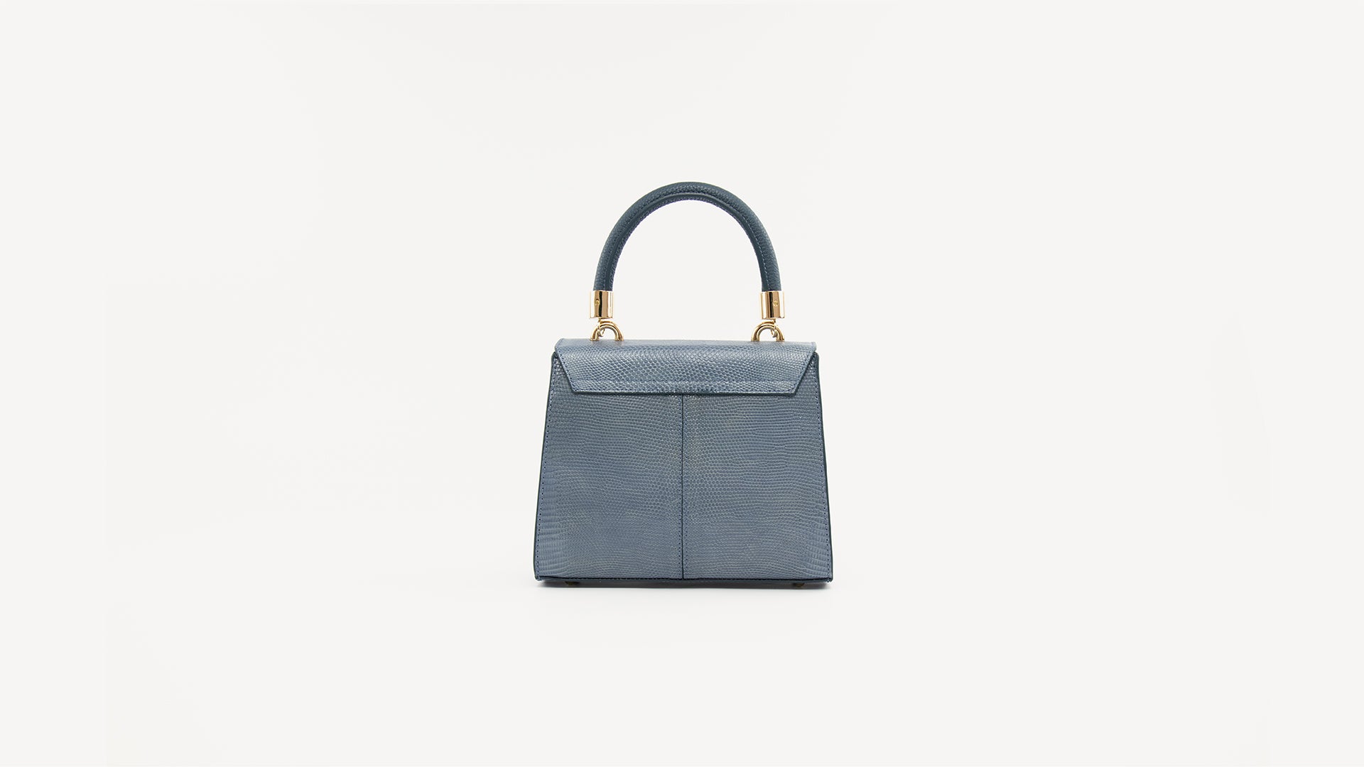 Blue jeans purse mini bag, Lizard, Matte, Gold. MINI MICHELLE