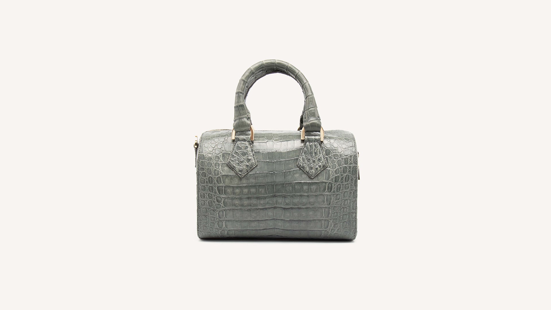 Grey purse bag, Crocodile leather. Lily
