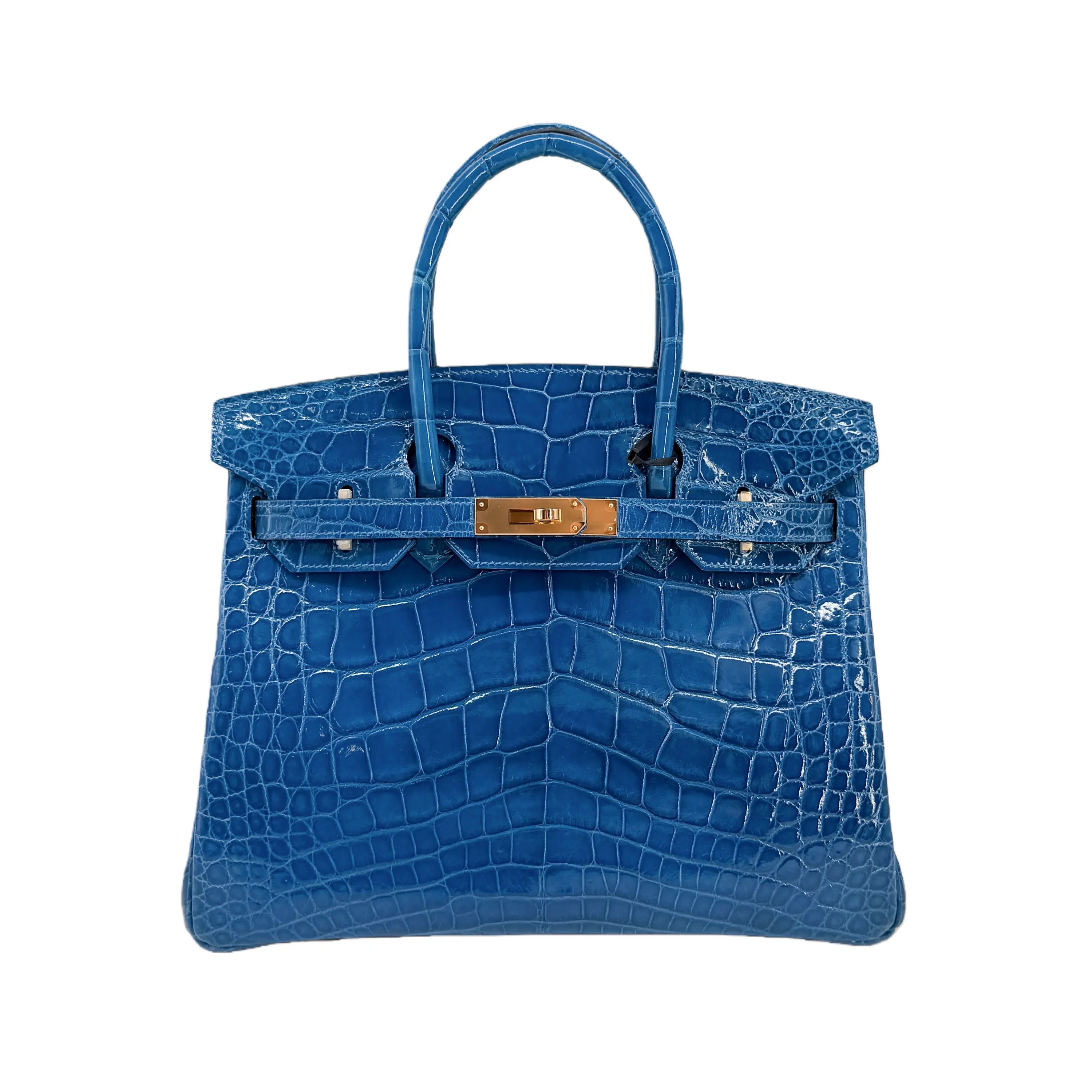 BK 25 Lisse Alligator Handbag Bleu Electrique