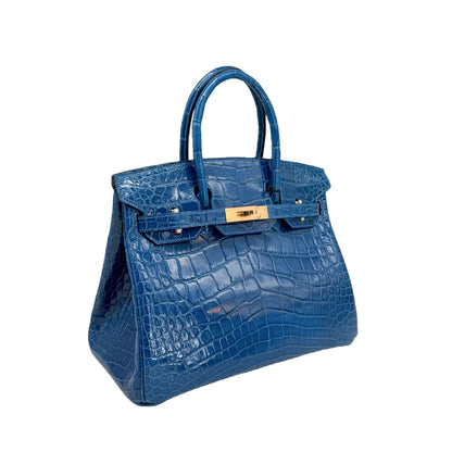 BK 25 Lisse Alligator Handbag Bleu Electrique