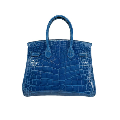 BK 25 Lisse Alligator Handbag Bleu Electrique