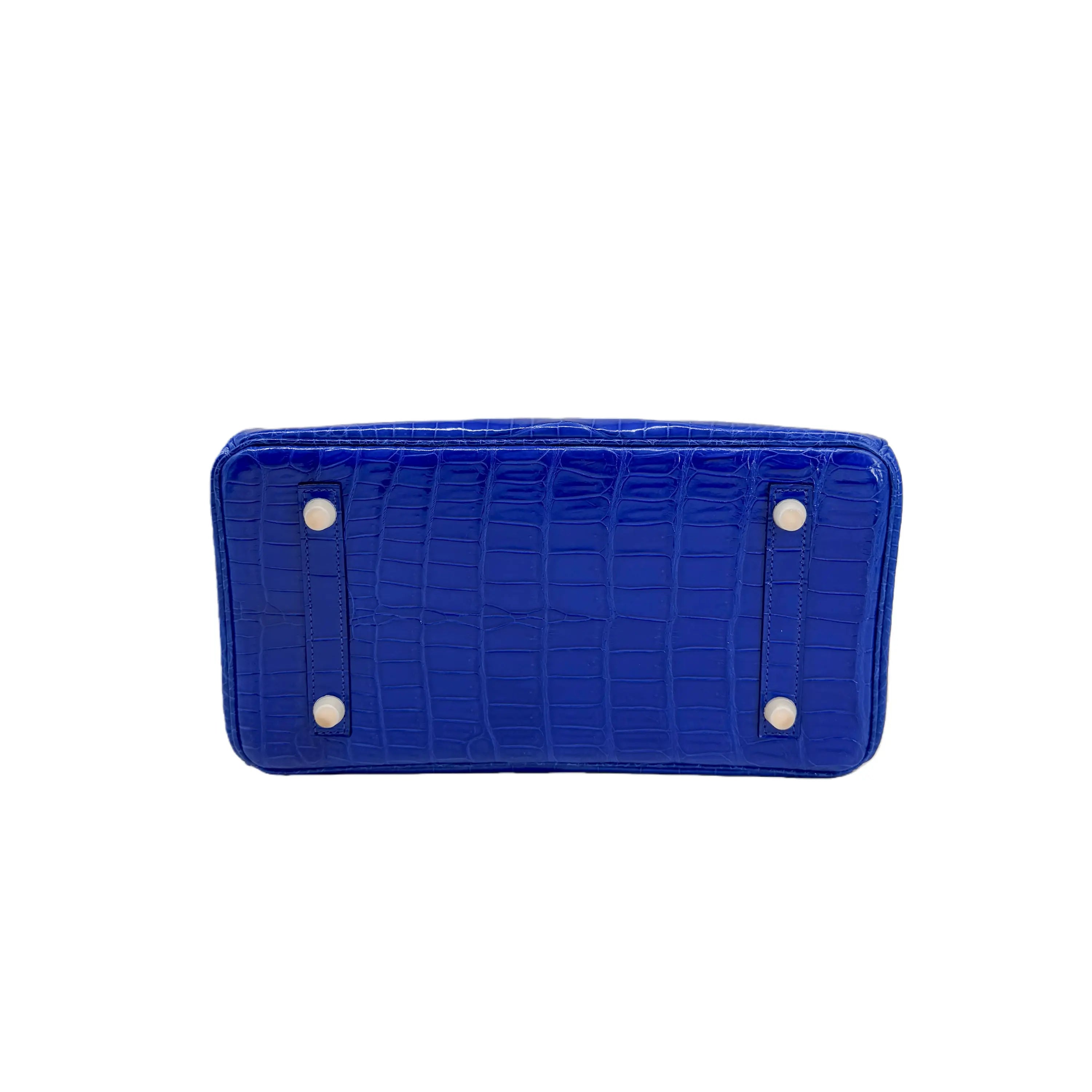 BK 25 Lisse Alligator Handbag Bleu Saphir