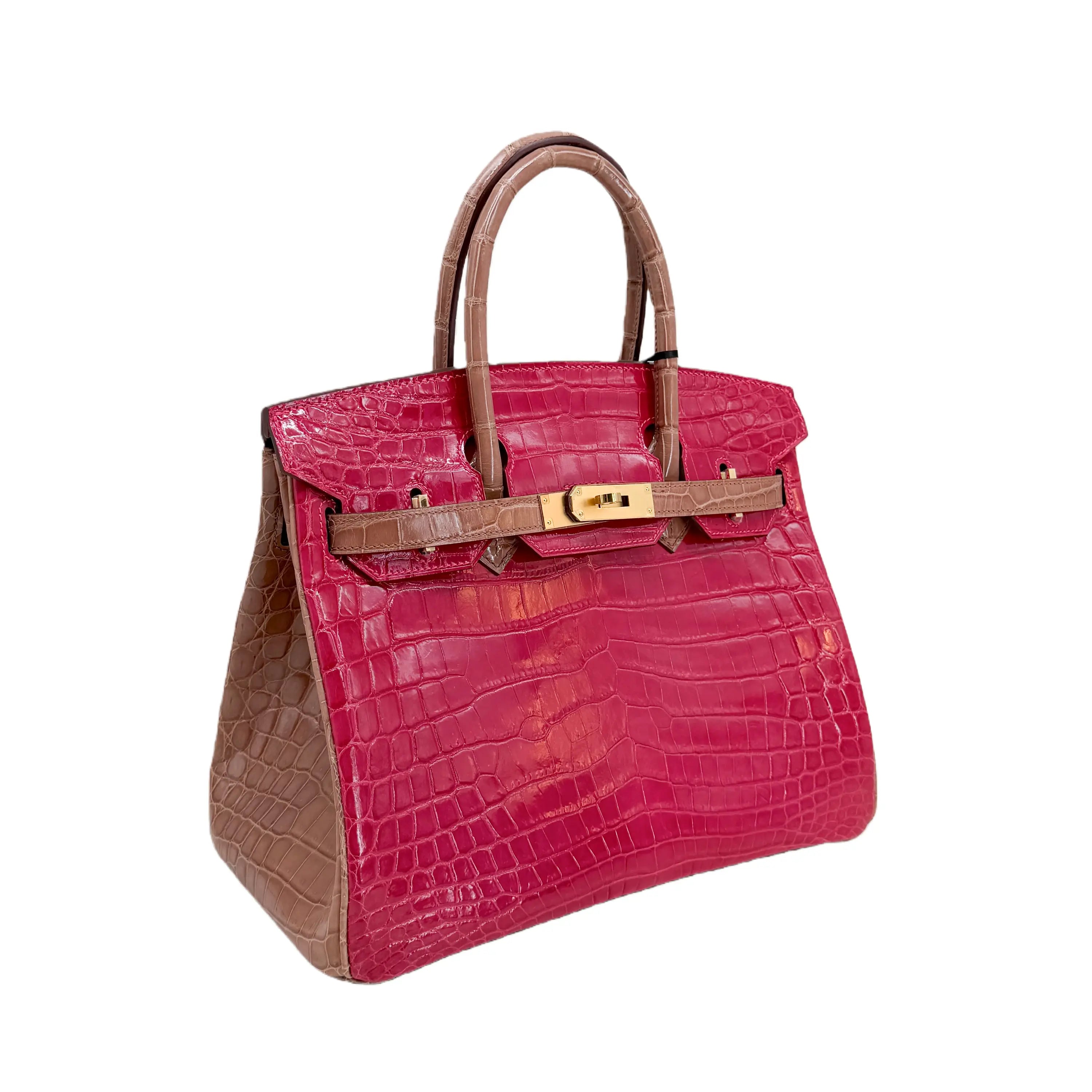 BK 25 Lisse Alligator Handbag Rose Tyrien / Poussière / Violet