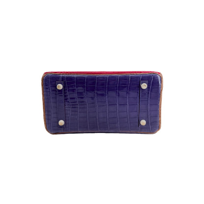 BK 25 Lisse Alligator Handbag Rose Tyrien / Poussière / Violet