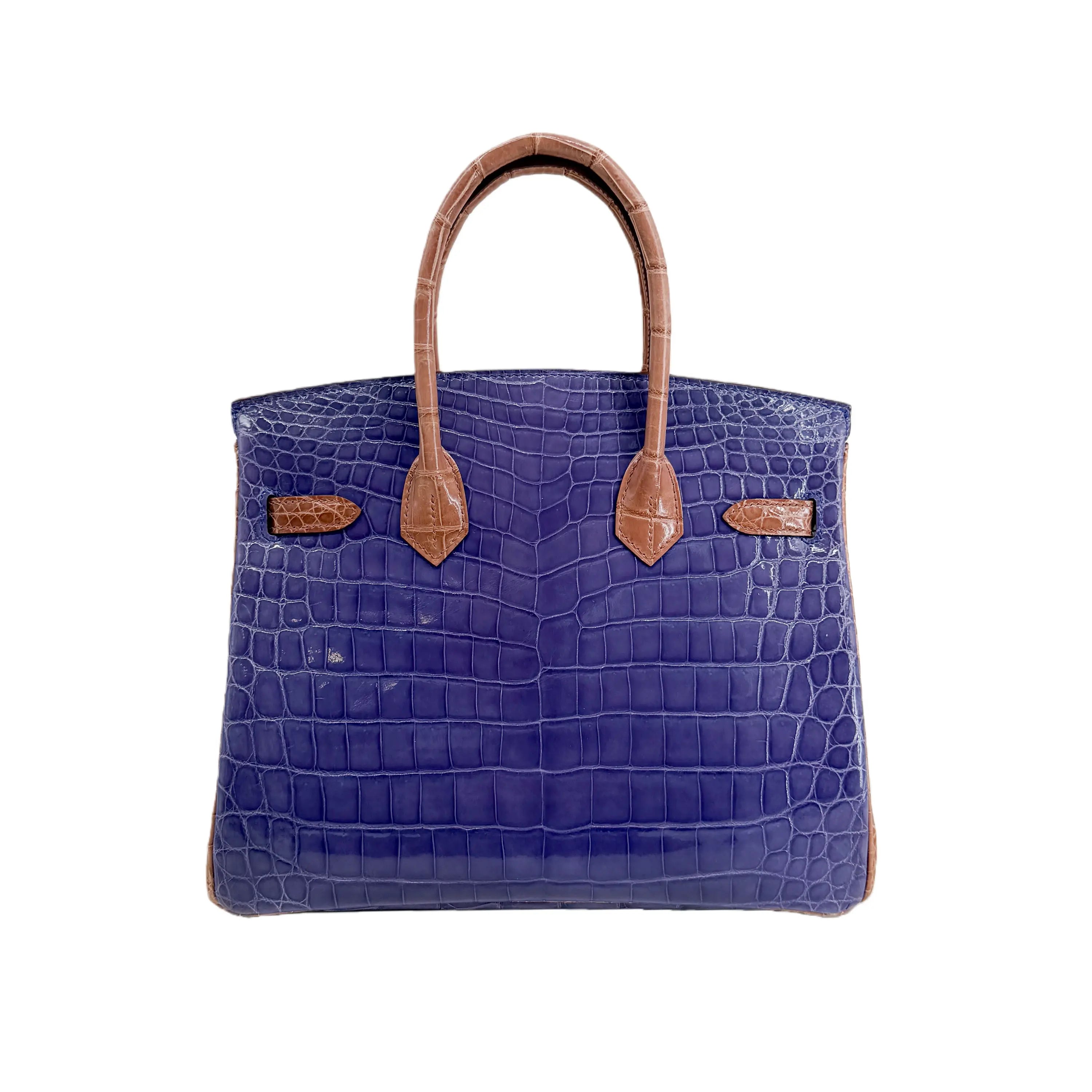 BK 25 Lisse Alligator Handbag Rose Tyrien / Poussière / Violet