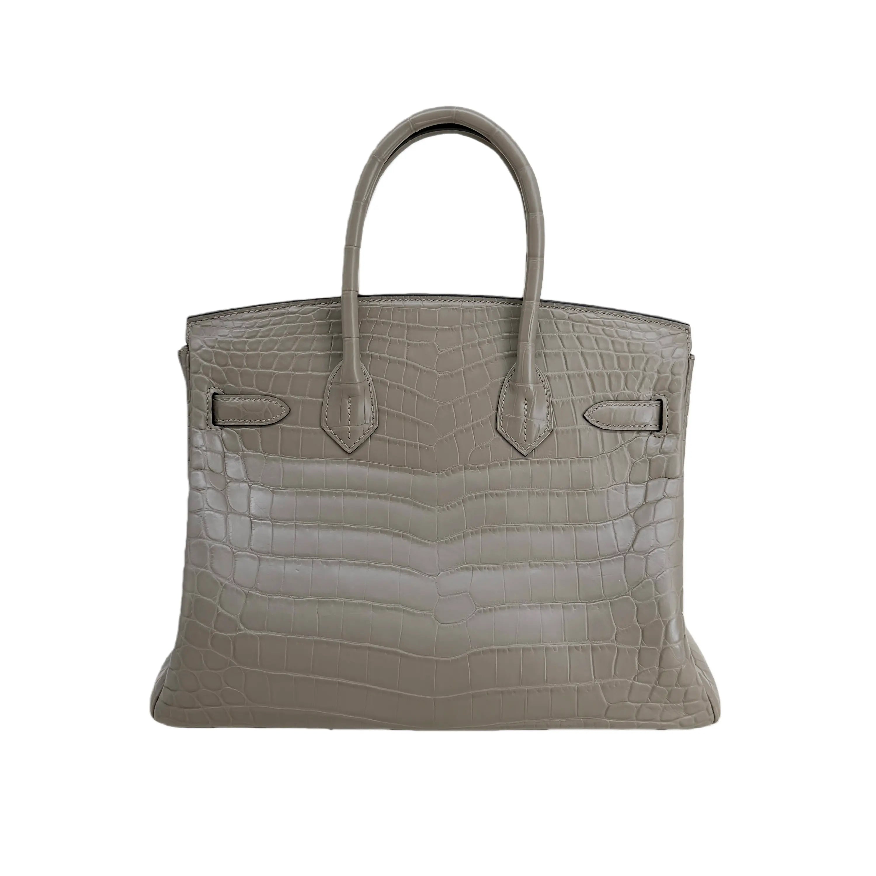 BK 25 Matte Alligator Handbag Gris Tourterelle