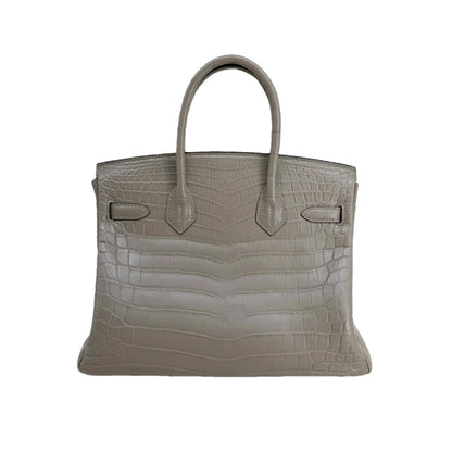 BK 25 Matte Alligator Handbag Gris Tourterelle