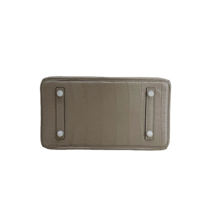 BK 25 Matte Alligator Handbag Gris Tourterelle