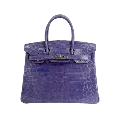 BK 25 Lisse Alligator Handbag Parme