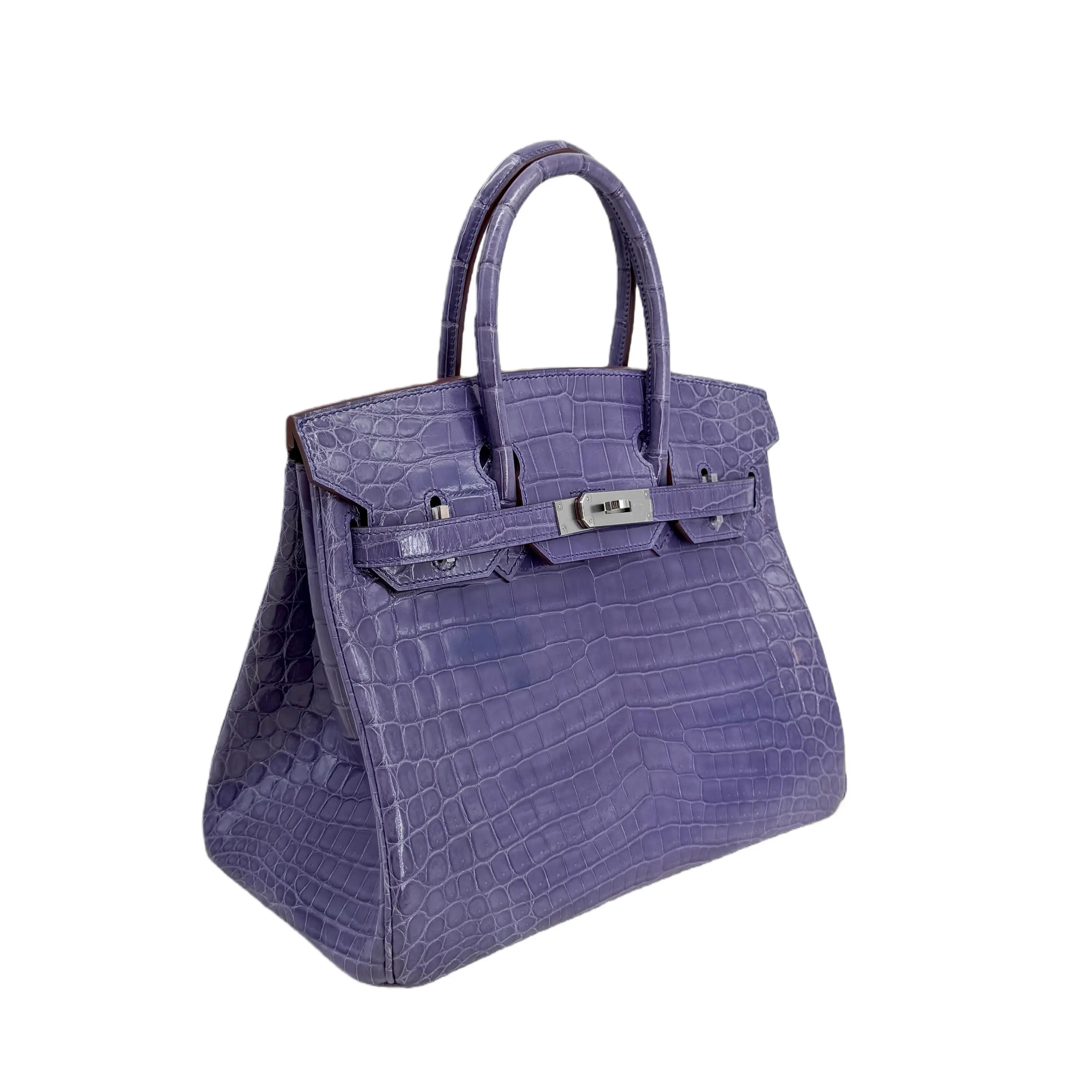 BK 25 Lisse Alligator Handbag Parme