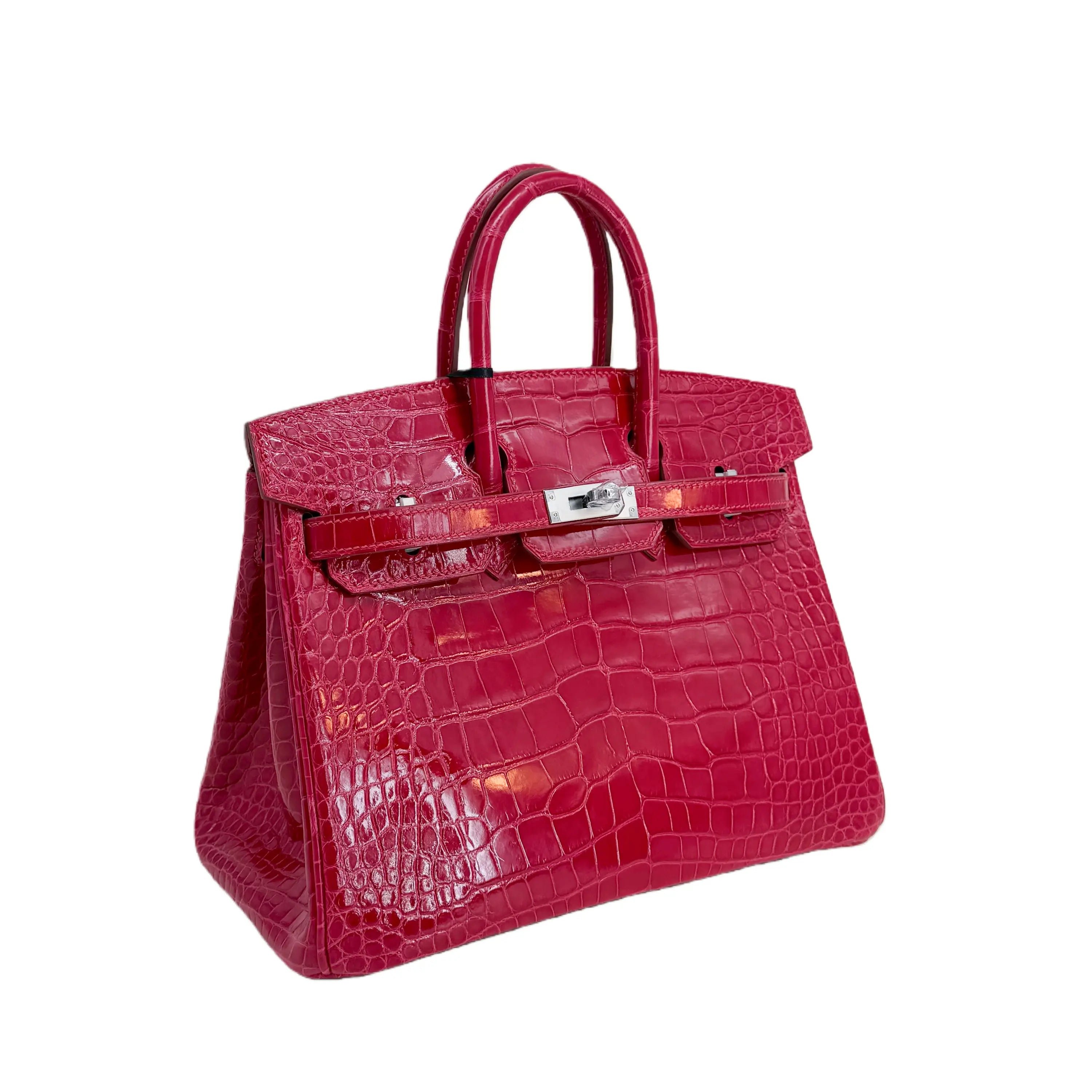 BK 25 Lisse Alligator Handbag Rose Mexico