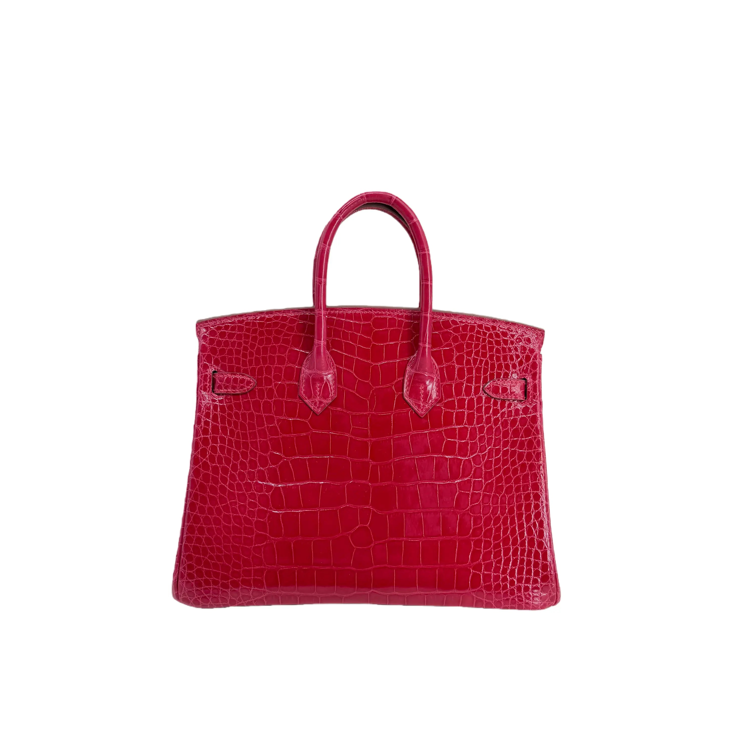 BK 25 Lisse Alligator Handbag Rose Mexico