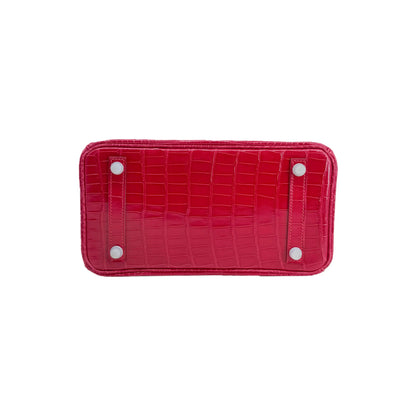 BK 25 Lisse Alligator Handbag Rose Mexico