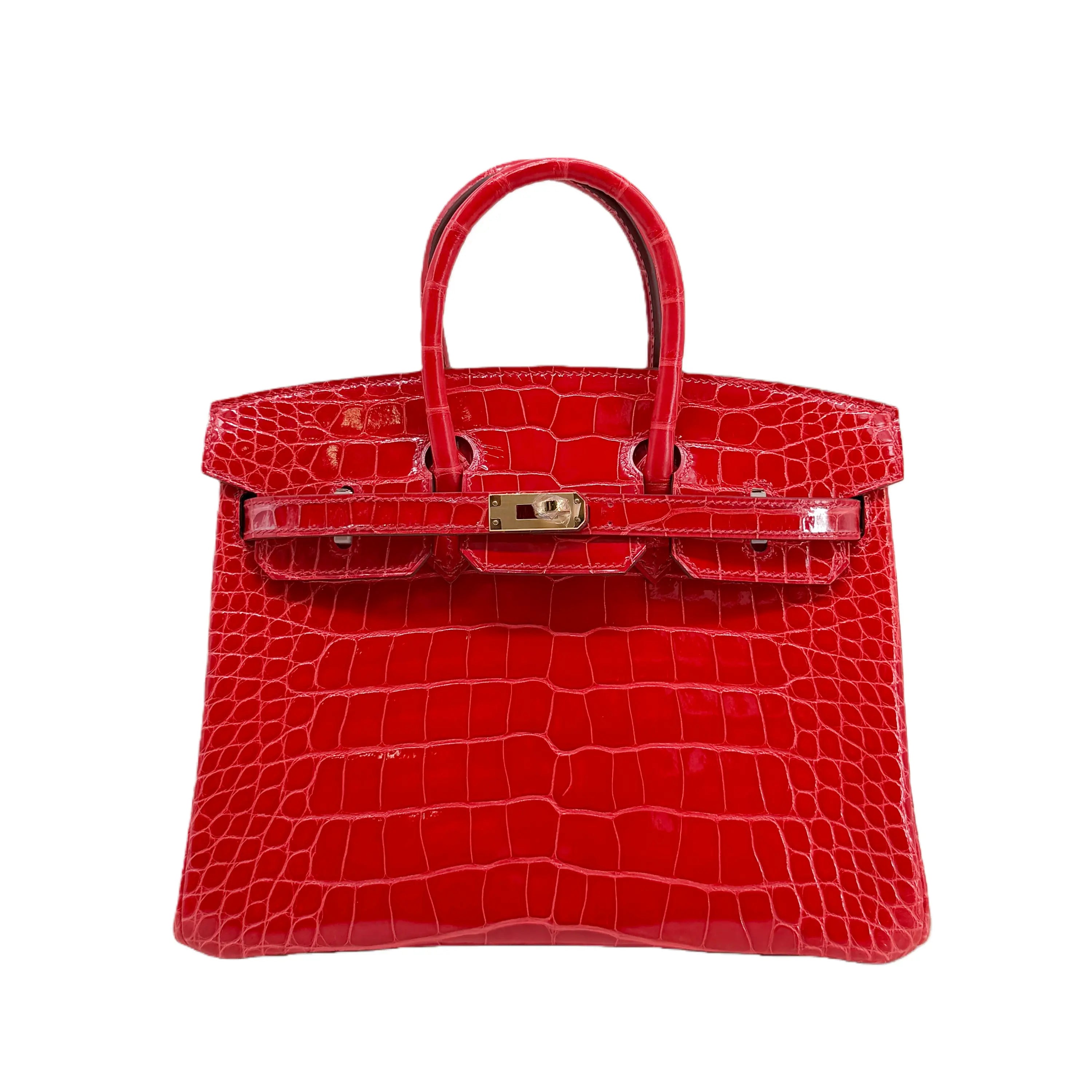 BK 25 Lisse Alligator Handbag Braise