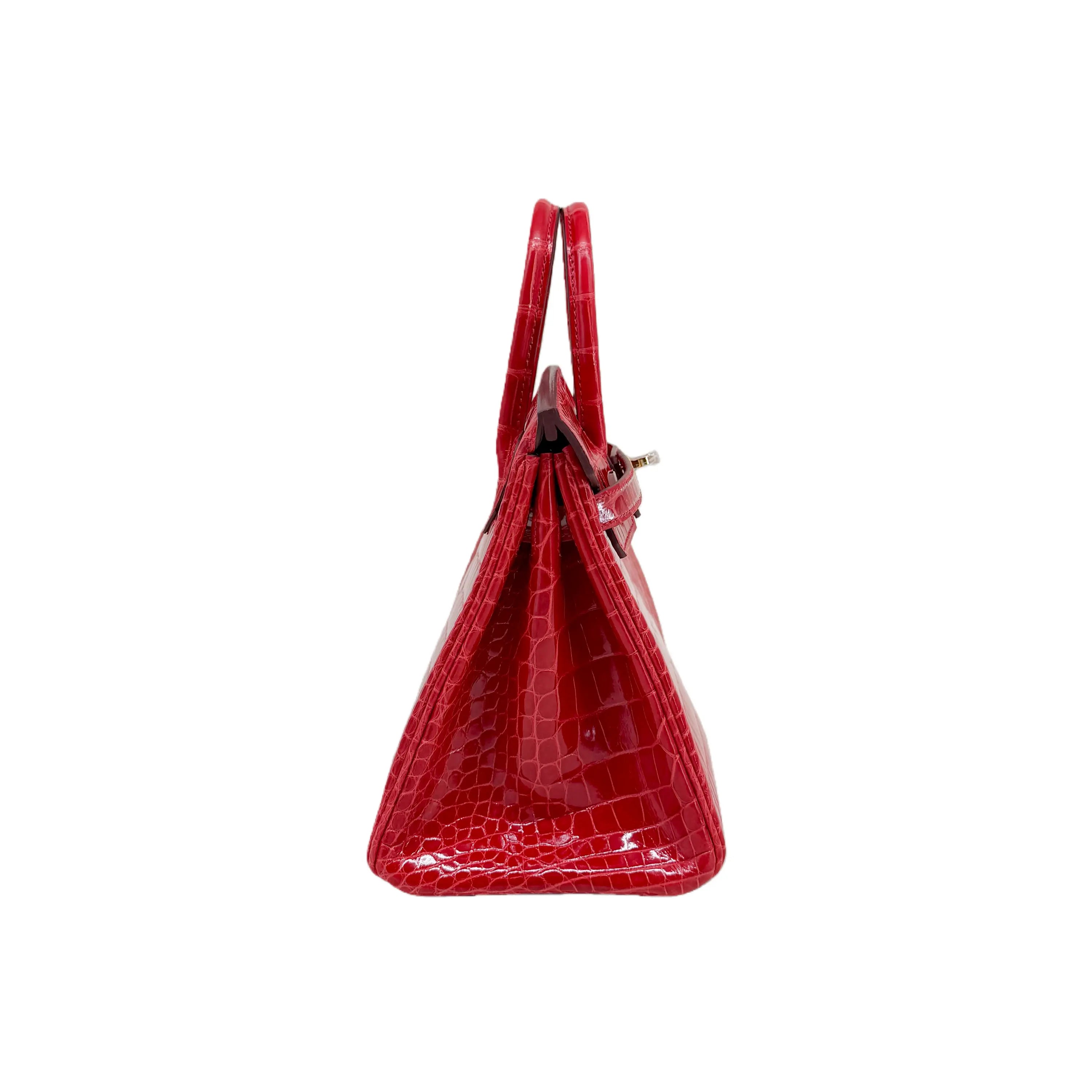 BK 25 Lisse Alligator Handbag Braise