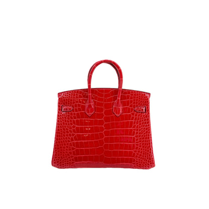BK 25 Lisse Alligator Handbag Braise