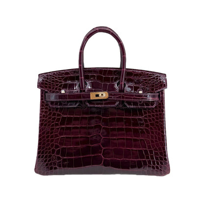 BK 25 Prune Lisse Alligator Gold Hardware – Exotic Mini Masterpiece