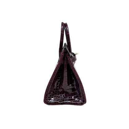 BK 25 Prune Lisse Alligator Gold Hardware – Exotic Mini Masterpiece