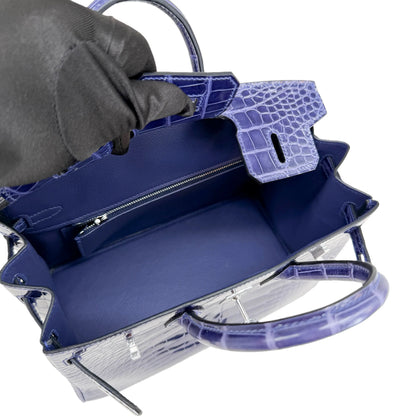 BK 25 Bleu Saphir Lisse Alligator Palladium Hardware – Exotic Mini Icon